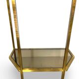Table d'appoint italienne demi-hexagonale en laiton des années 1970.