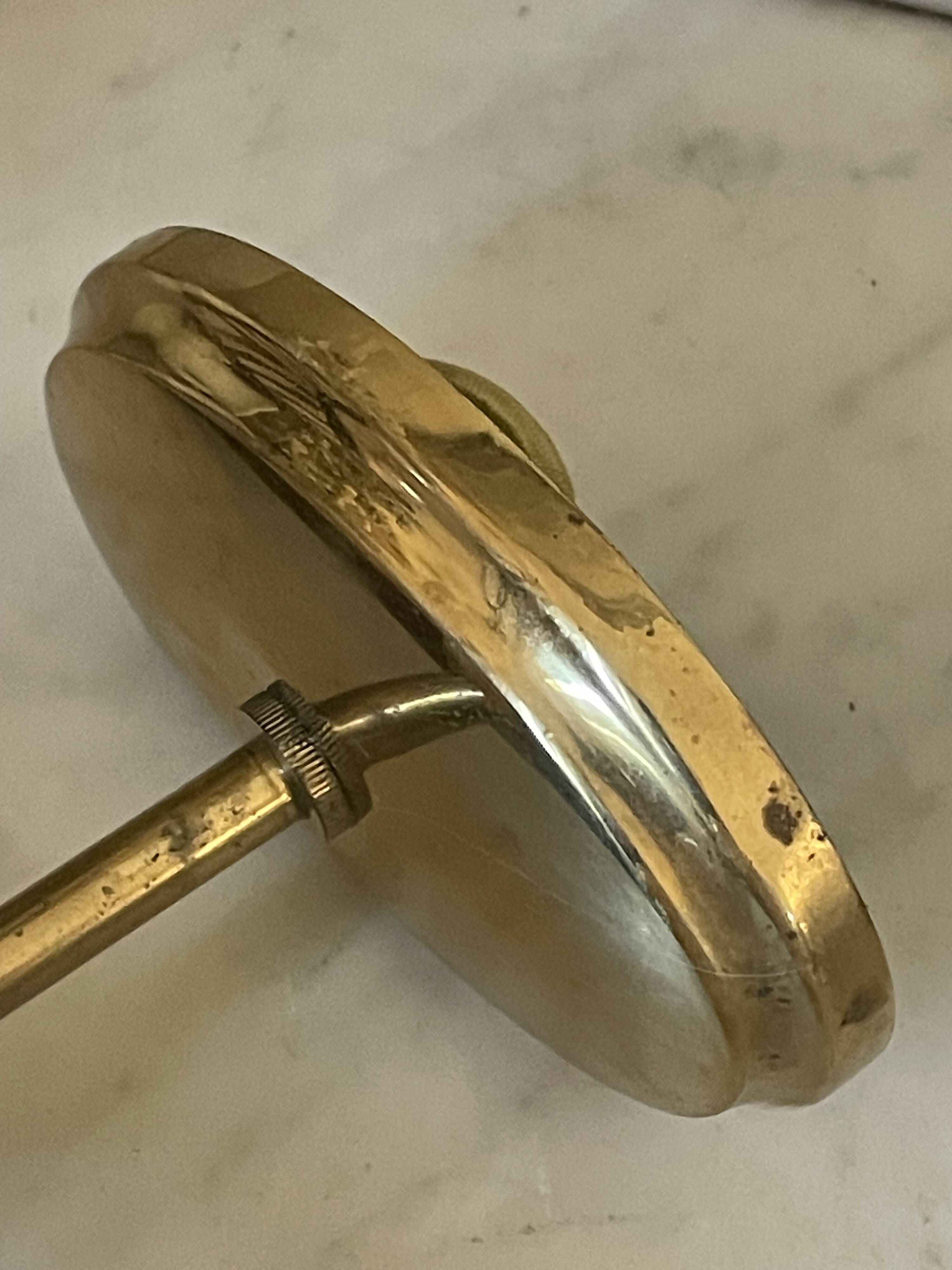 Pair of wall lights in wood, brass, and pink opaline.