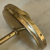 Pair of wall lights in wood, brass, and pink opaline.