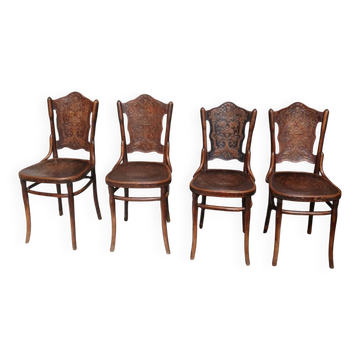 Set of 4 Jacob & Josef Kohn bentwood chairs, circa 1900.