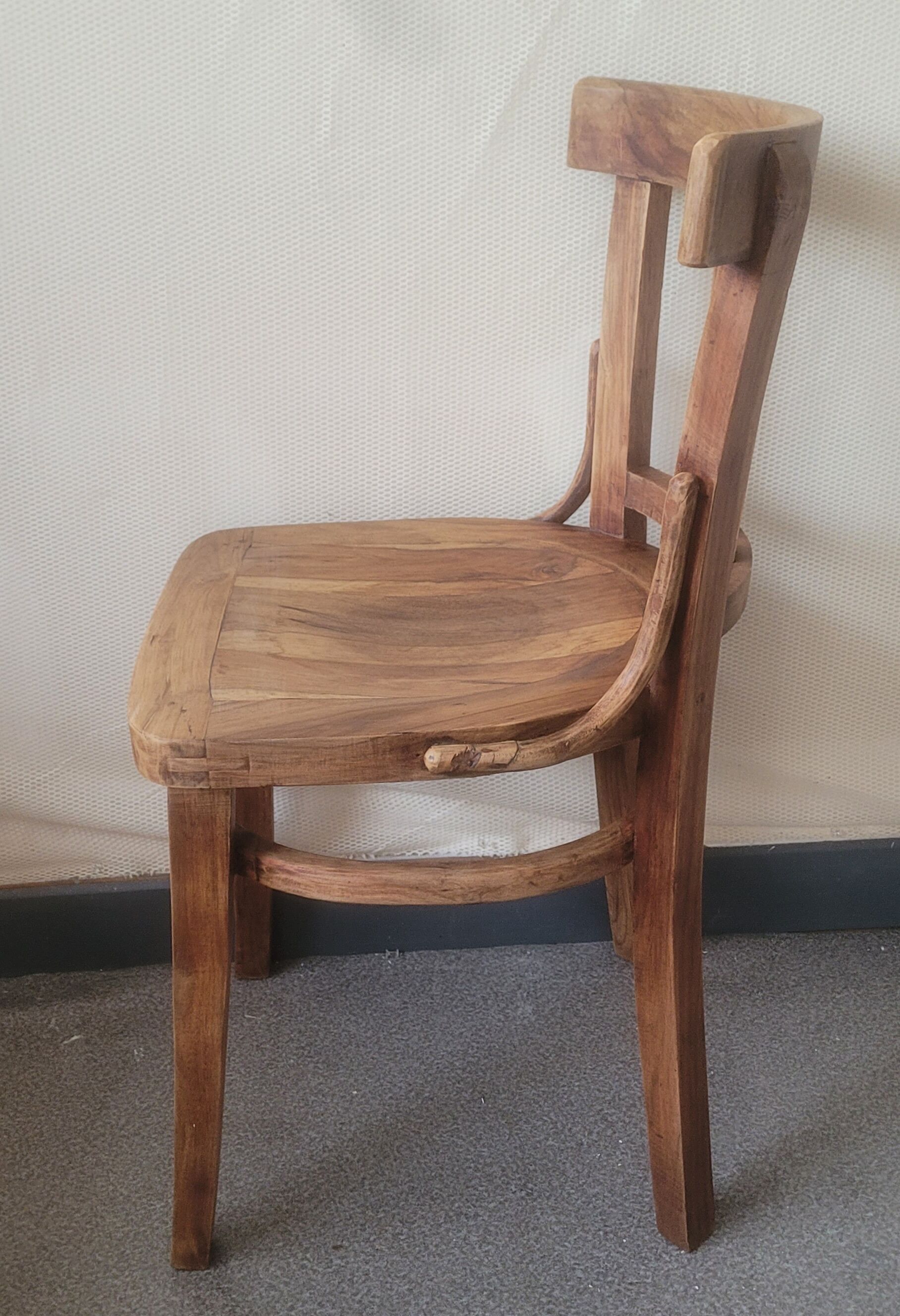 Chaise bistrot de bureau artisanale en bois d'olivier