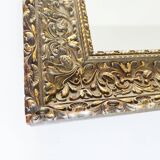 Wooden mirror, edge with embossed flowers 48 x 41 cm