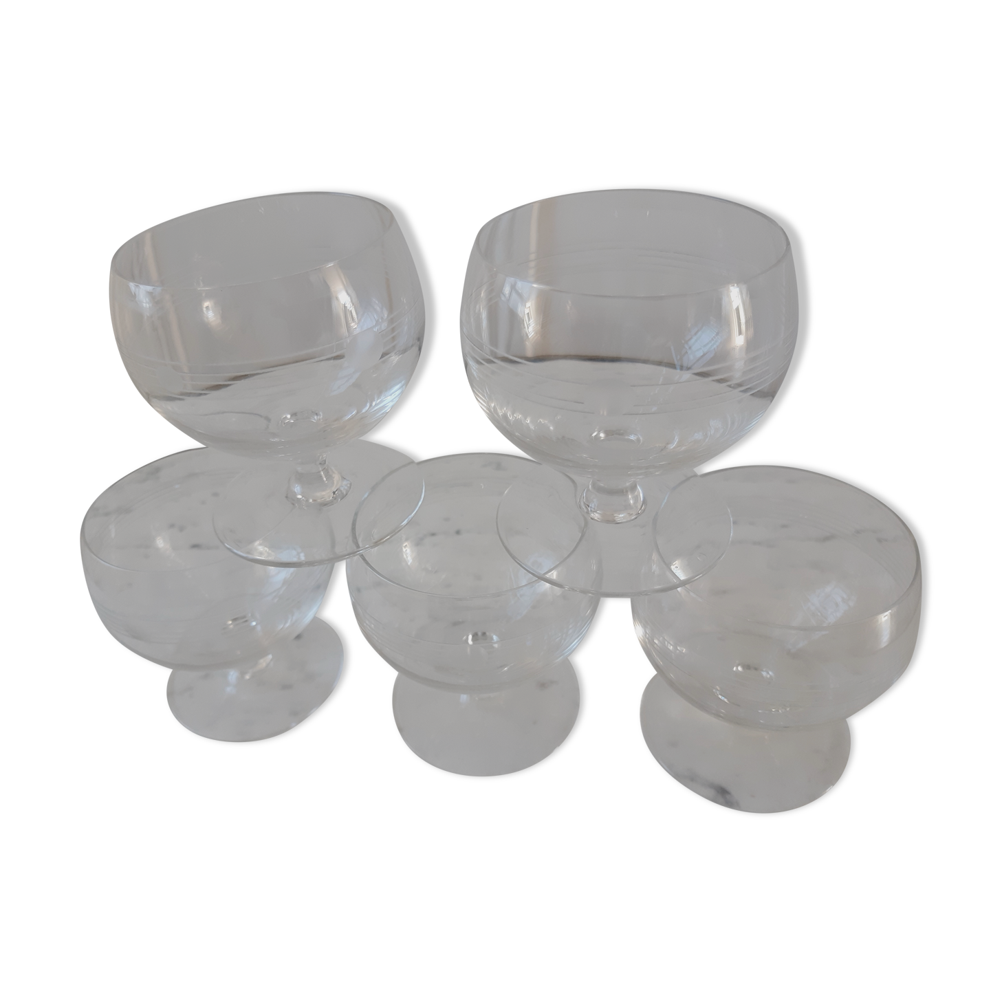 Lot of 5 glasses of crystal wine 50s