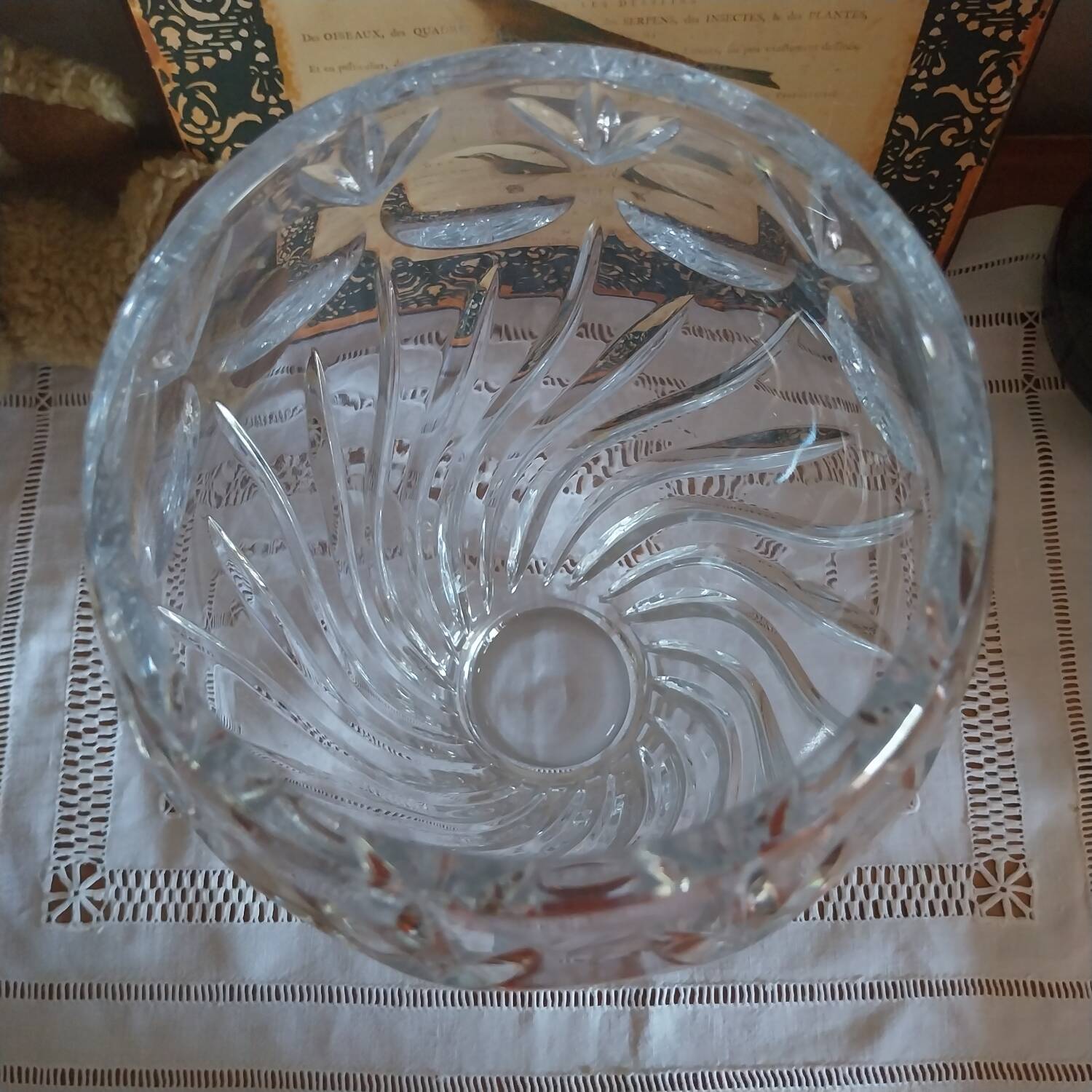 Antique large cut crystal vase