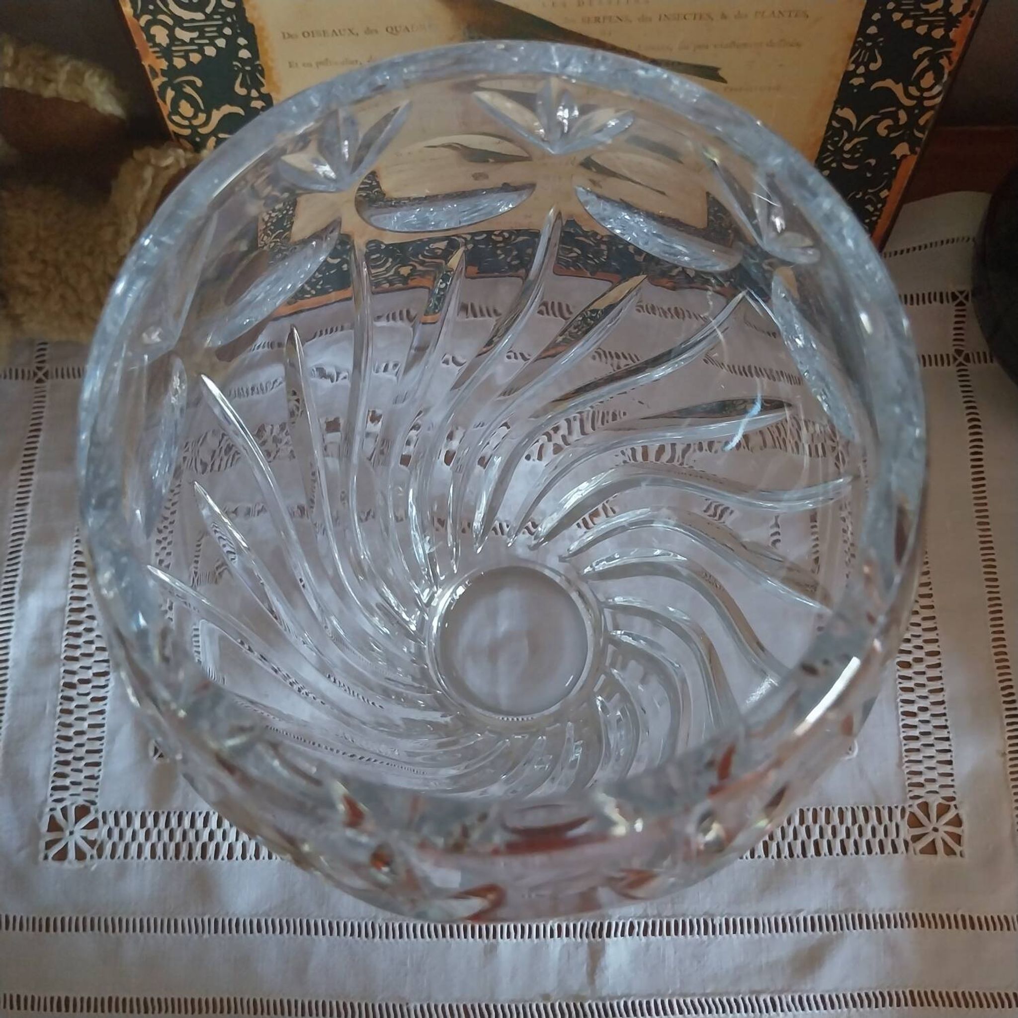 Antique large cut crystal vase