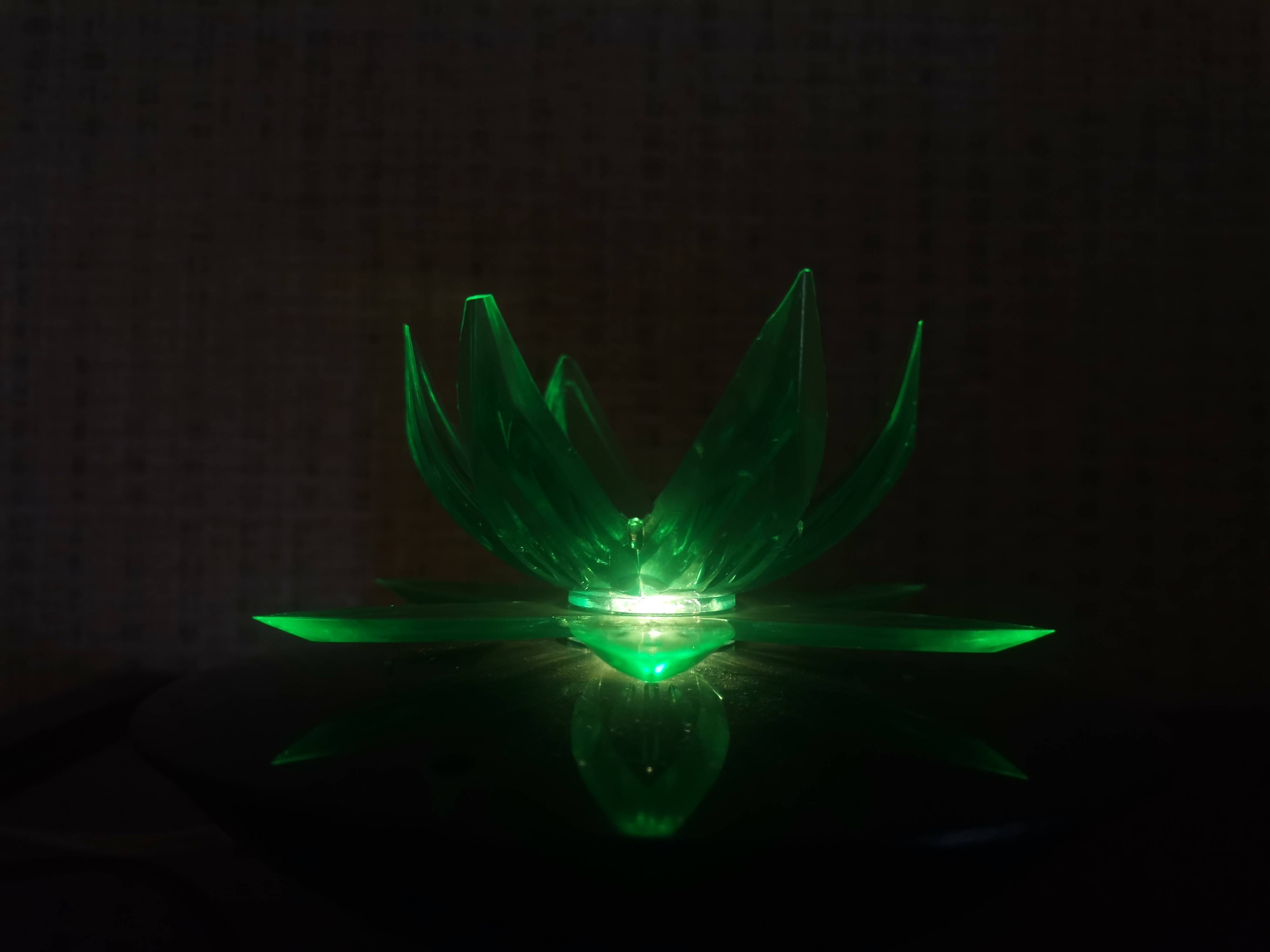 Green Water Lily Lotus Flower Night Light Lamp, Eastern Europe
