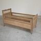 Children's bed in wood and sandblasted rattan from the 1960s.