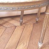 Pair of Louis XVI caned chairs with carved gilded wood.