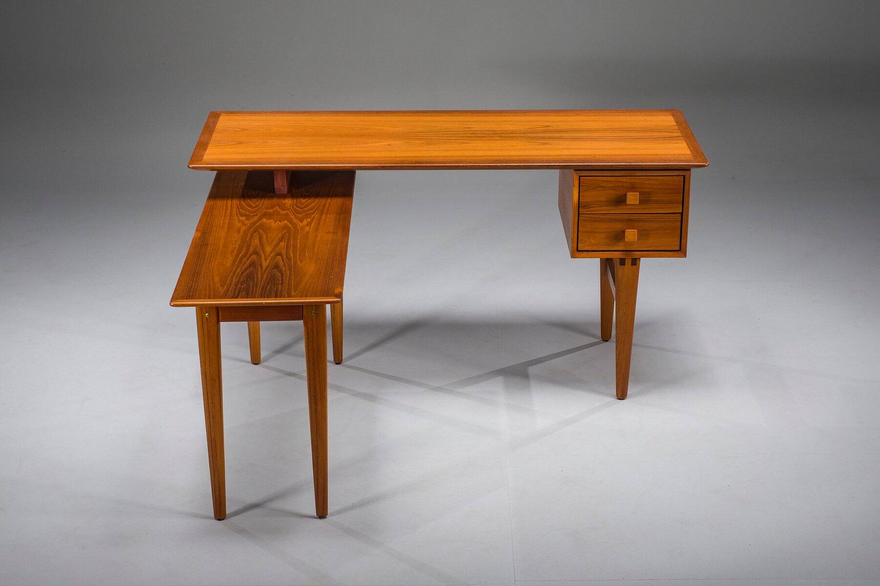 Bureau en teck en L de style mid-century moderne, années 1970