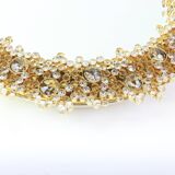 Spectacular backlit mirror in gilded brass and crystal glass by Palwa, Germany.