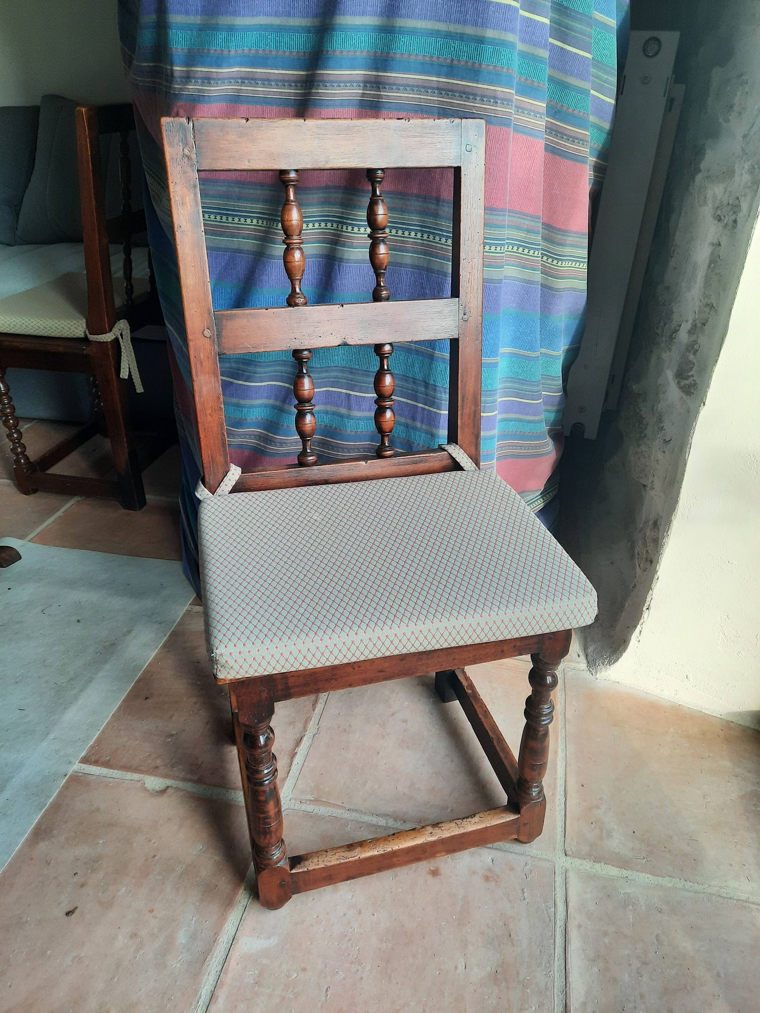 Set of 6 antique hazelwood chairs, 17th–18th century