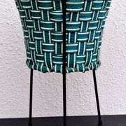 Tripod plant pot, made of scoubidou, vintage seventies.