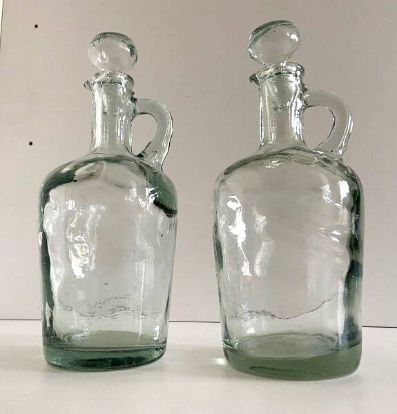 2 Vintage 70's Carafes Pourers Bottles Pitchers Olive Oil Vinegar Art