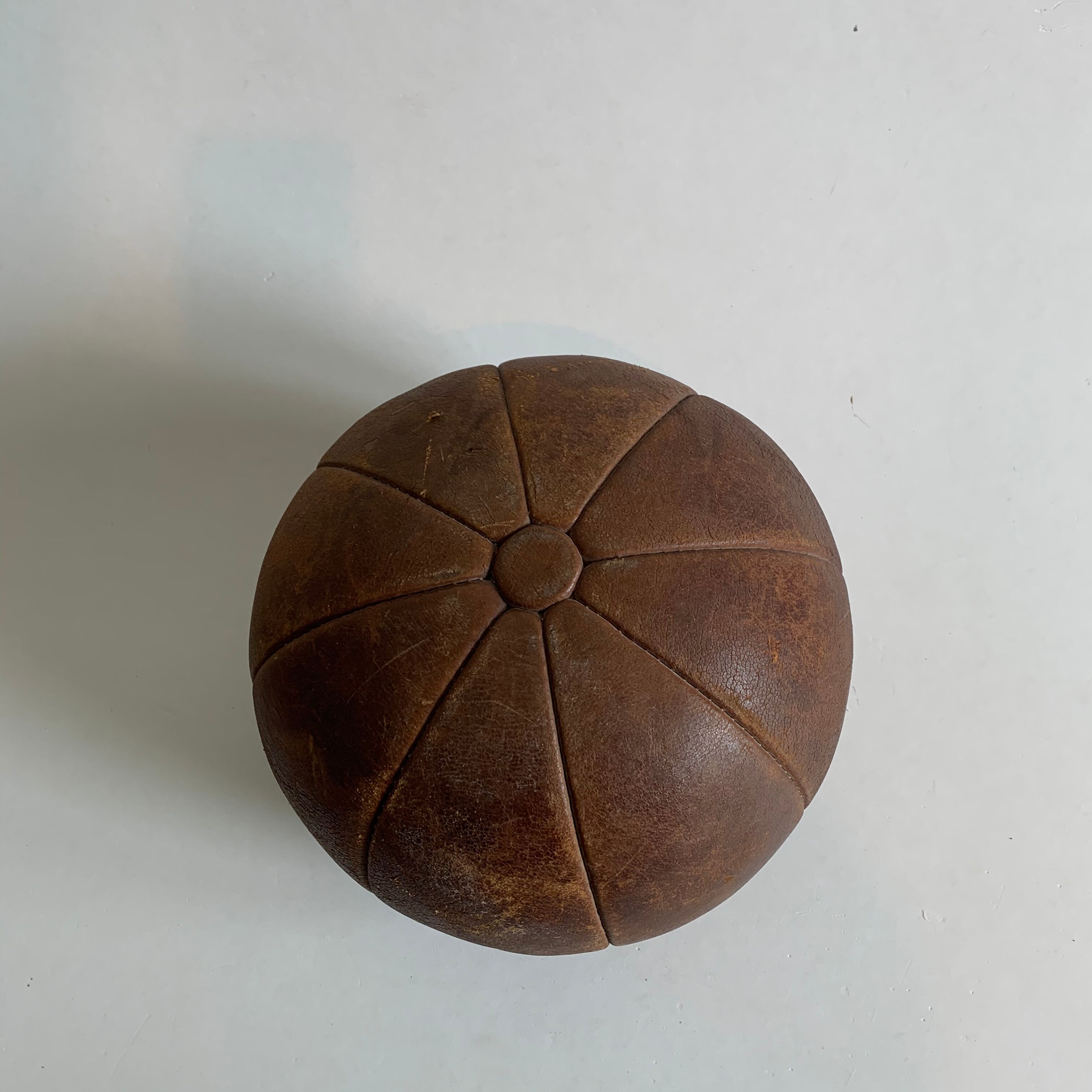 Vintage Leather Medicine Ball, 1960s