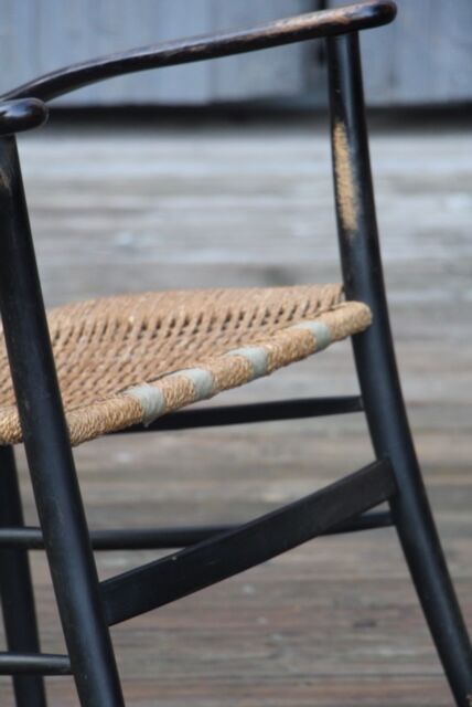 Rocking- vintage flesh blackened wood and rope Italy 1960