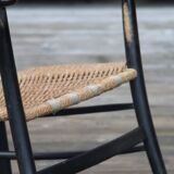 Rocking- vintage flesh blackened wood and rope Italy 1960