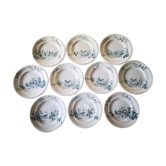 Lot 10 round plates old earthenware longwy Cute birds iron earth ø 23 cm