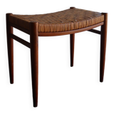 60s stool in teak and braided rush
