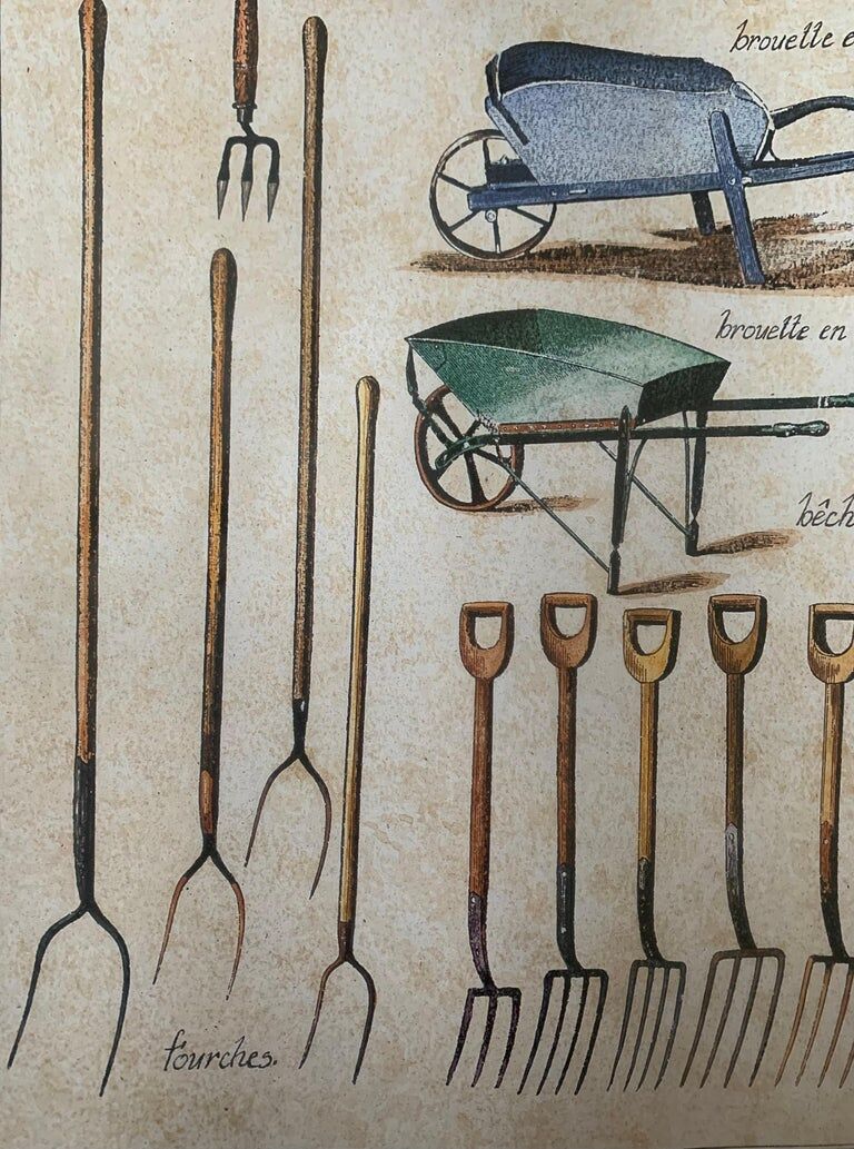 Lucien Dautrey, gardening tools, engraving, nineteenth century