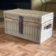 Rattan and leather trunk