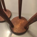 Set of 2 solid wood tripod stools