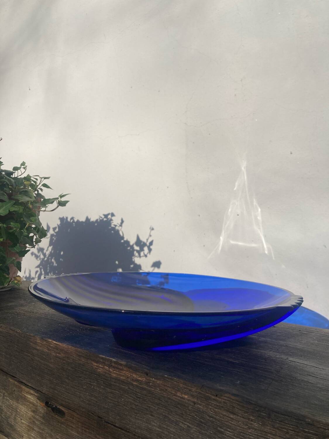 Designer blue glass dish