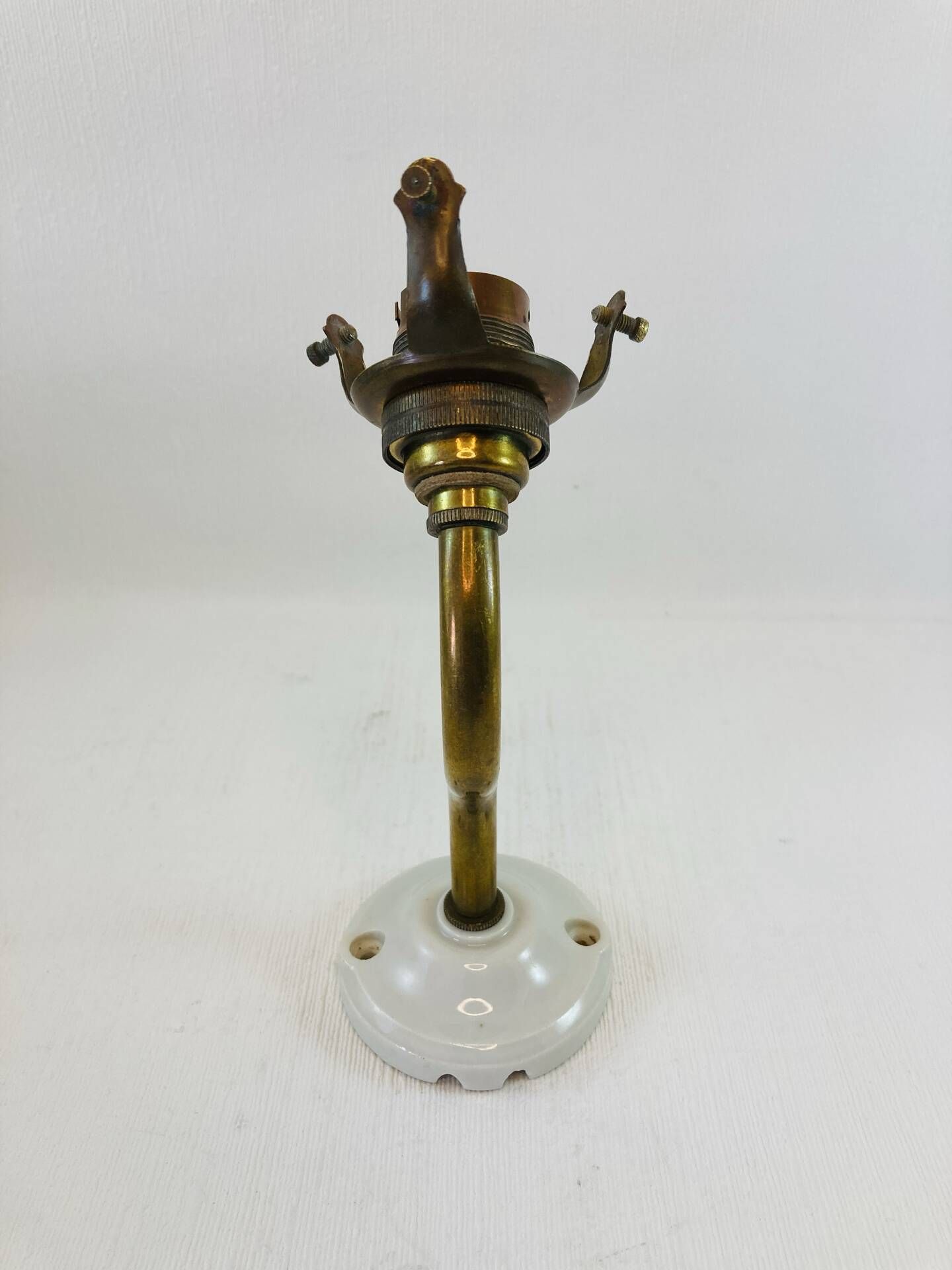 Antique wall lamp with swan neck + pleated green tulip - Art Deco