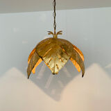 Gilded Italian Hollywood Regency palm leaf chandelier by Hans Kögl