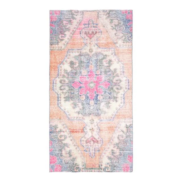 Vintage Turkish Oushak Handmade Wool Cotton Orange Area Rug 99x192