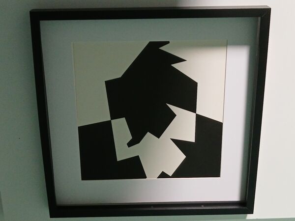 Tableau Vintage Art Optique - Victor Vasarely ''Fantôme'' - Cadre 40x40c