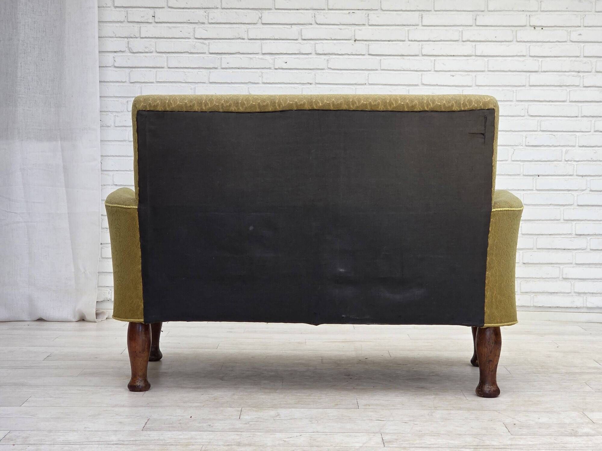 1950s, Danish 2-seater sofa, green furniture wool fabric.