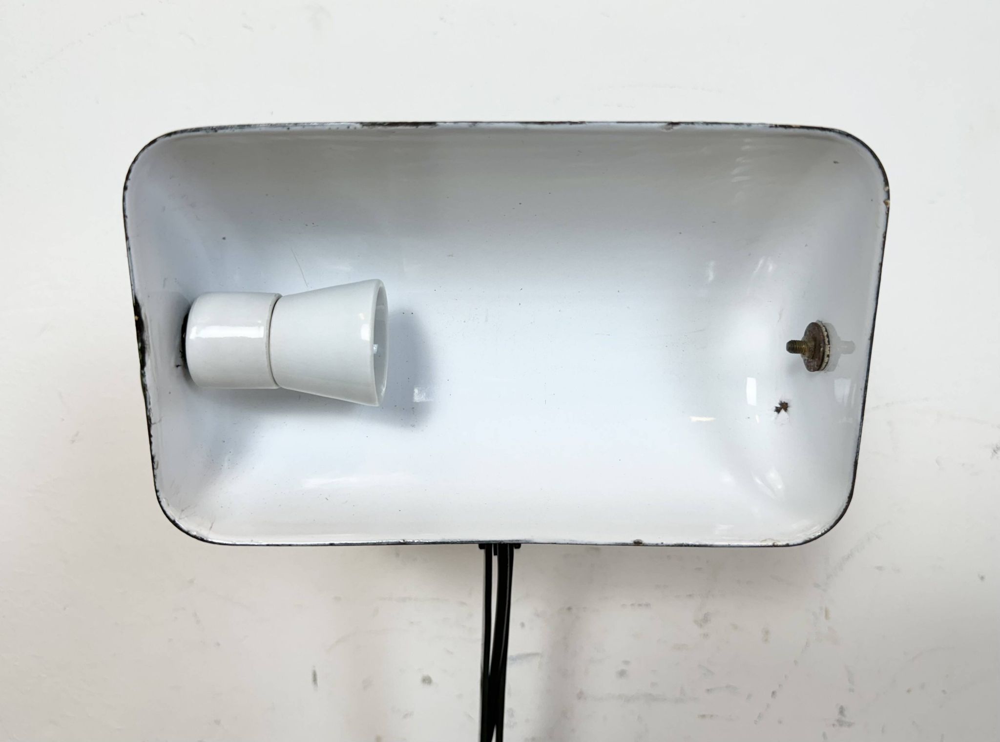 Vintage Green Enamel Bank Lamp, 1950s