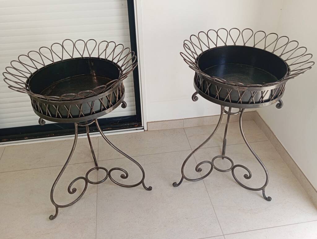 Pair of wrought iron planters