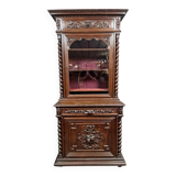 Louis XIII style hunting lodge display cabinet in oak circa 1850