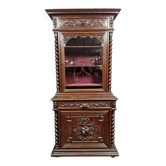 Louis XIII style hunting lodge display cabinet in oak circa 1850
