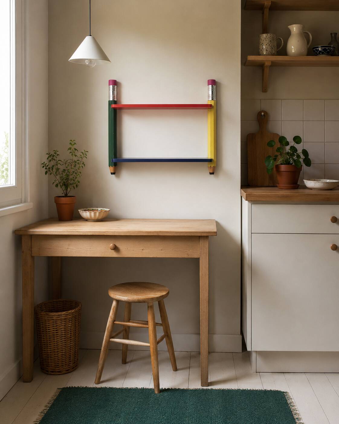 Wall shelf by Pierre Sala, 1980s Memphis Design in primary colours.