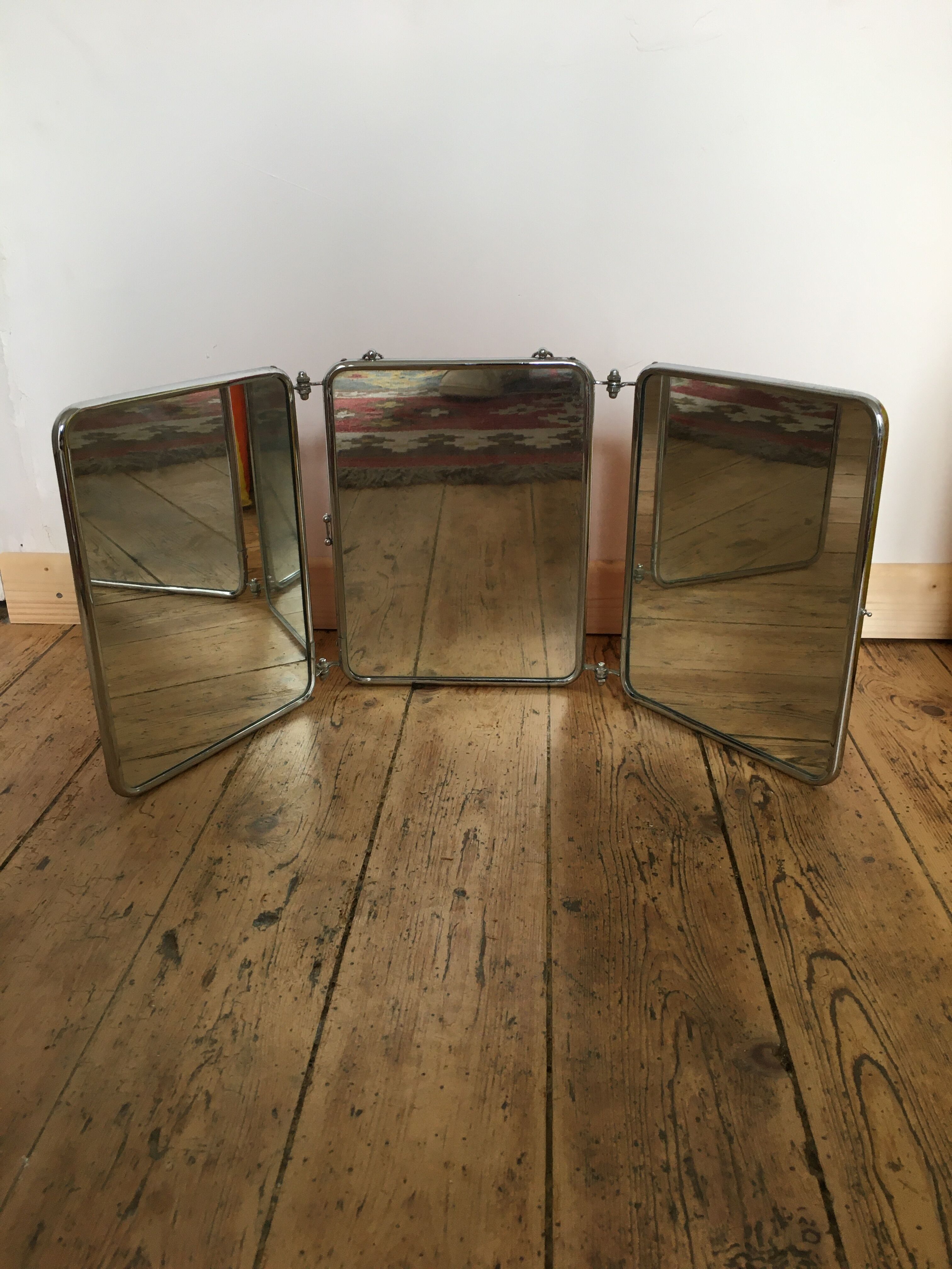 Vintage triptych barber mirror