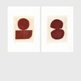 Painting duo - Tea and Infini - abstract illustration - Dark terracotta - signed eawy