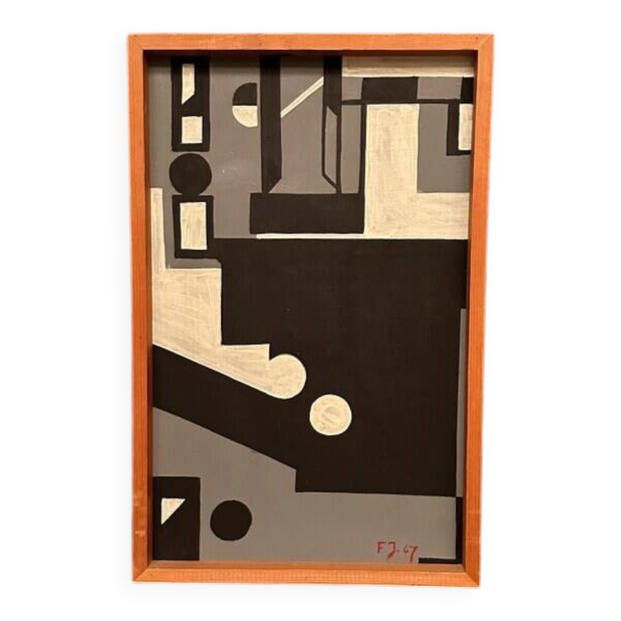 Original Danish Oil on Canvas – “Cultural Revolution in the Passerenden” by Finn Johansen 1967 – Vintage & Framed – 56.5×36.5cm (22.2" × 14.4")