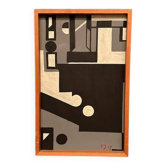 Huile sur toile d'origine danoise – “Révolution culturelle dans le Passerenden” par Finn Johansen 1967 – Vintage et encadrée – 56,5×36,5 cm (22,2" × 14,4")