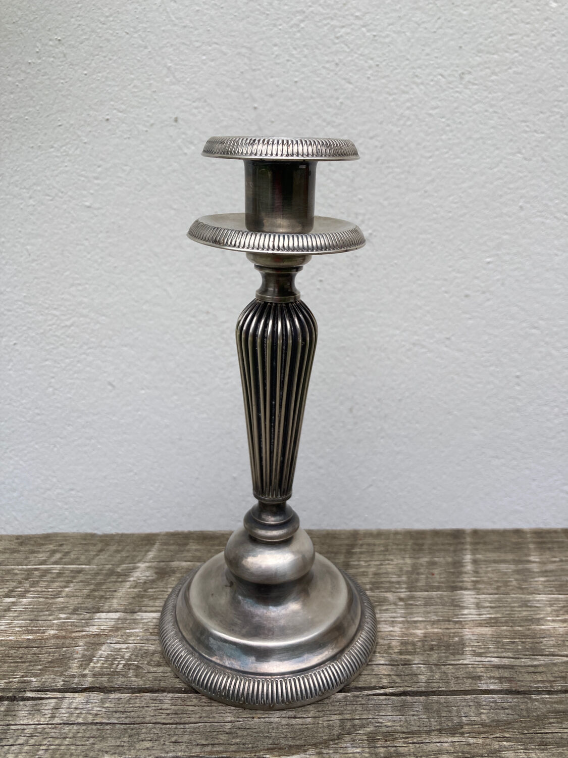 Edouadrien candlestick in old silver metal hallmarked / old candlestick
