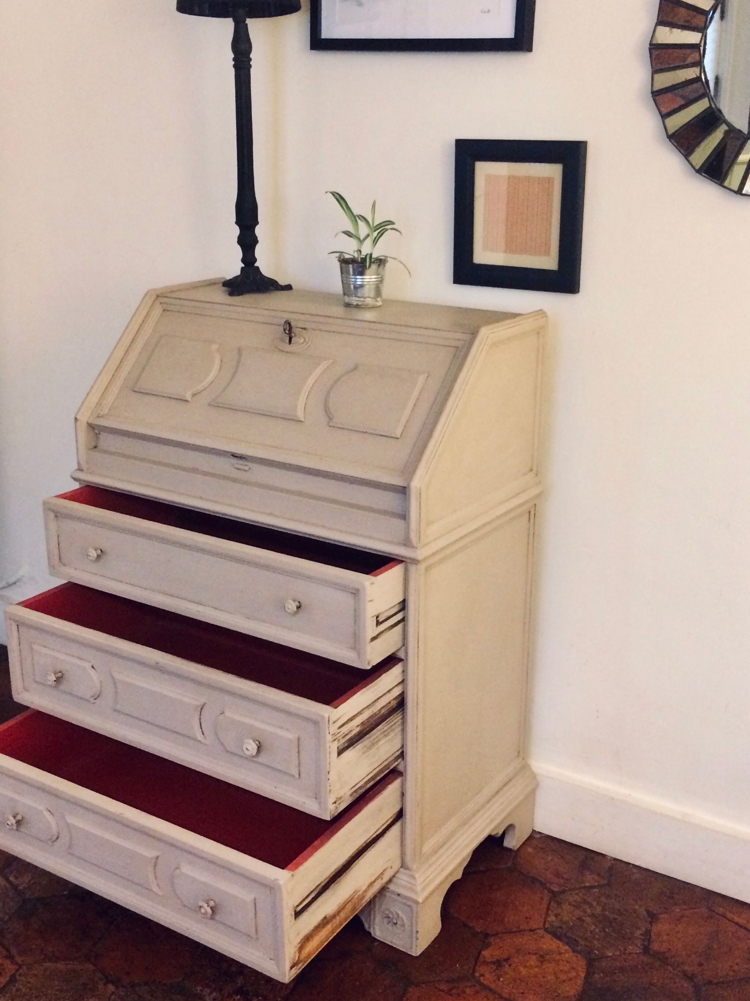 Secretary end donkey back 19th early 20th patinated waxed in Farrow & Ball