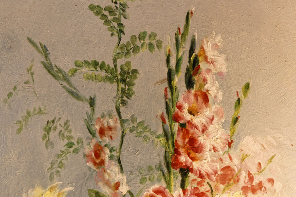 Oil on panel, bouquet of flowers