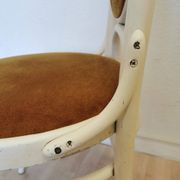 Vintage Thonet Bentwood Dining Chair: White Wood, Yellow Fabric, 1970s Yugo