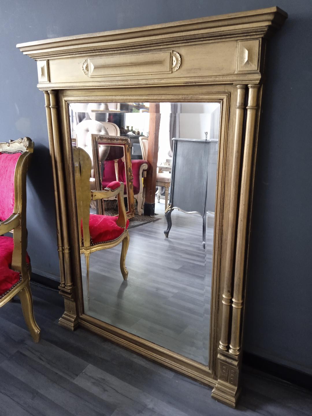 Antique gilded trumeau mirror 93x120cm