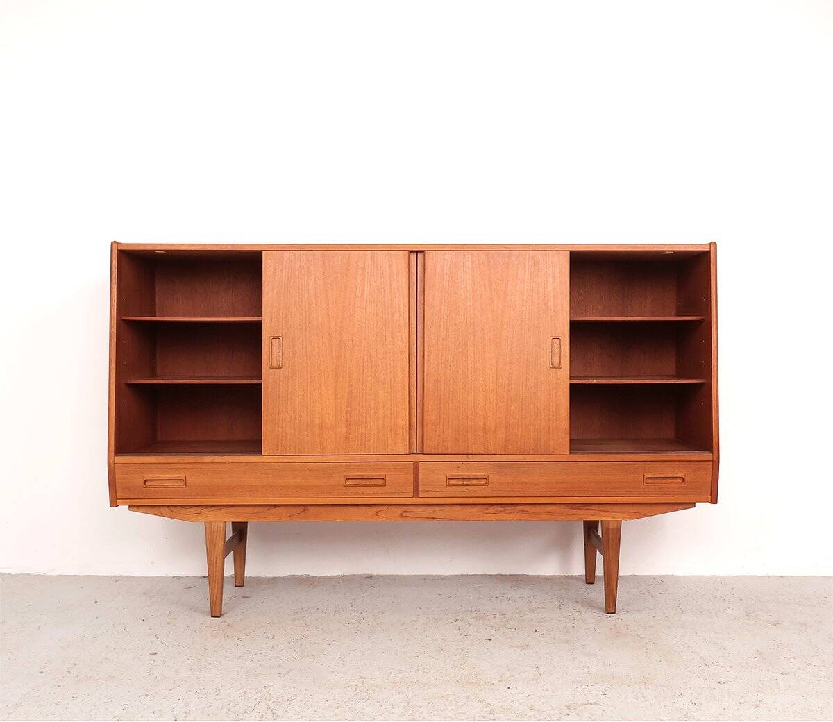 Teak highboard with sliding doors from Westergaard, 1960s