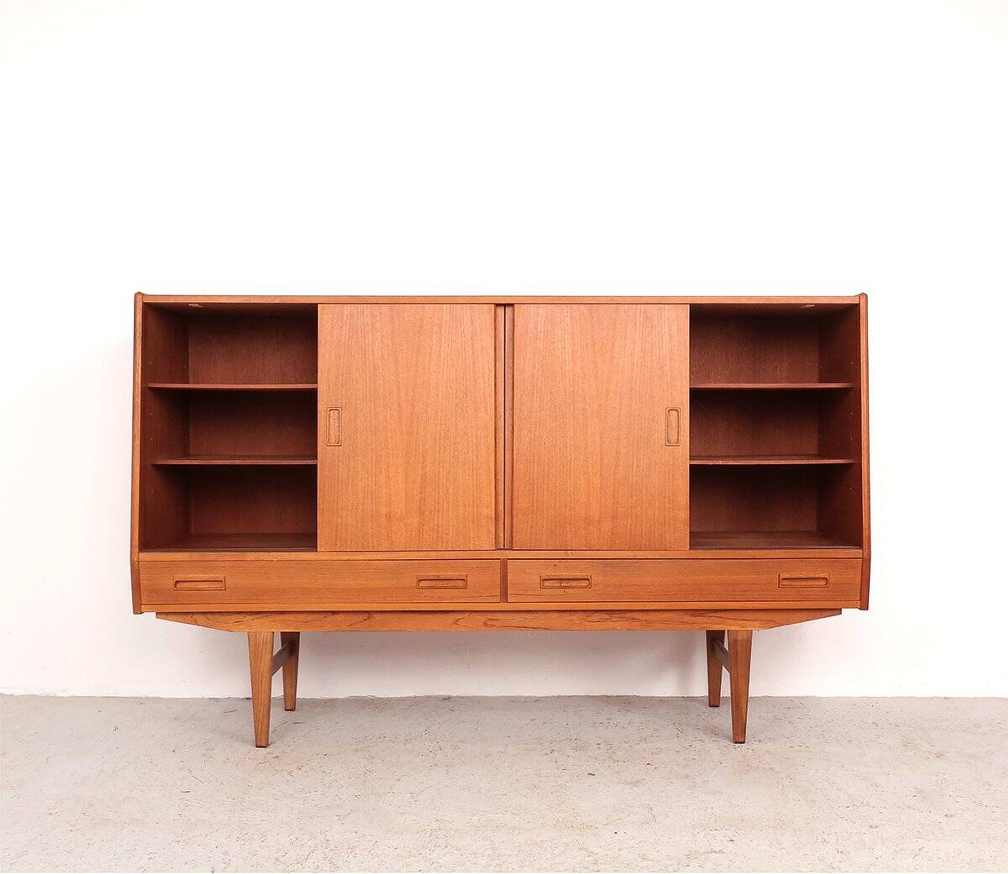Teak highboard with sliding doors from Westergaard, 1960s