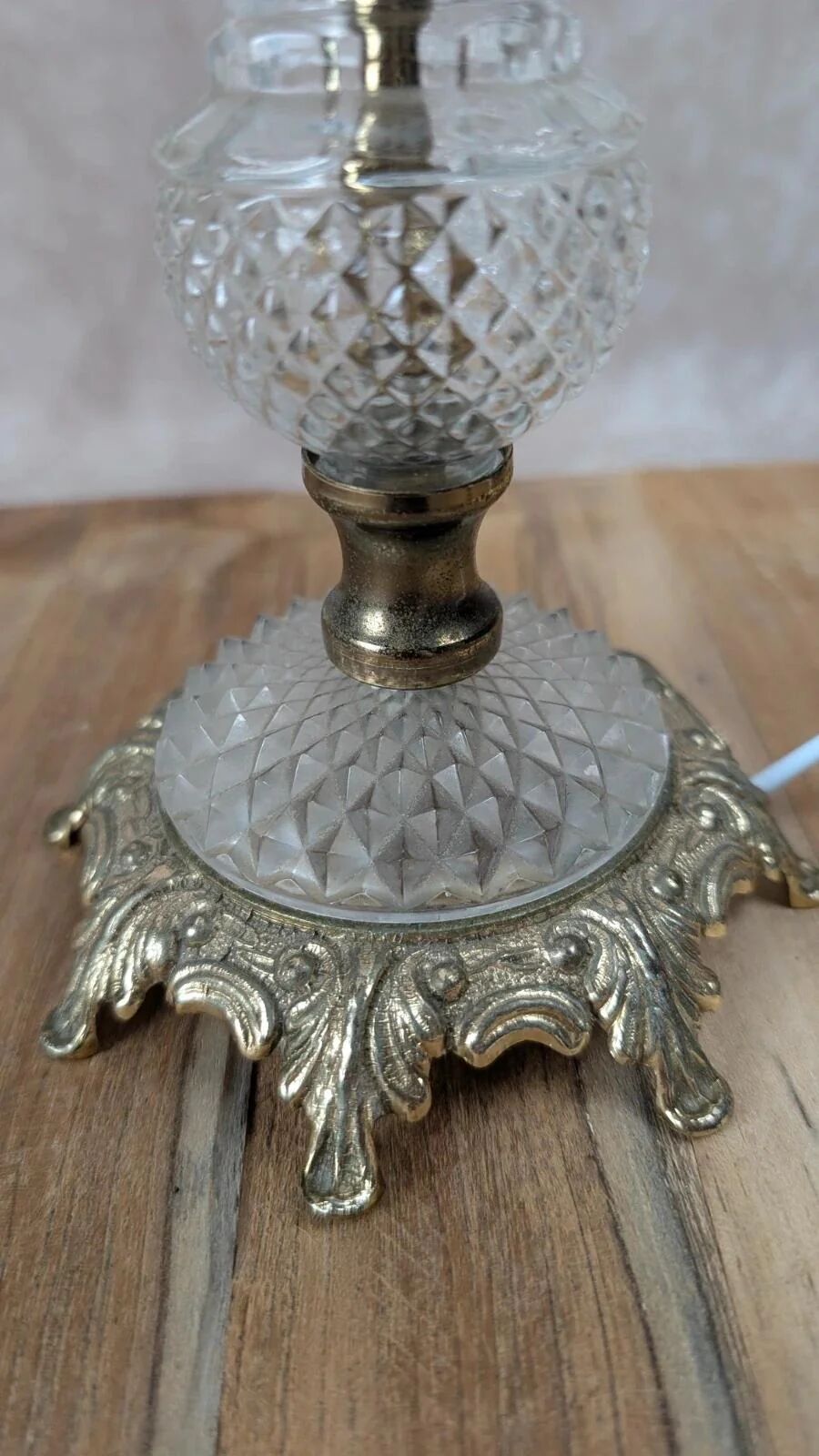 Lampe vintage verre et laiton années 50-60