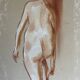 Tableau signé pastel portrait féminin « lumière à la sortie du bain »
