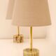 Mid-century modern Italian onyx and brass table lamps, set of 2